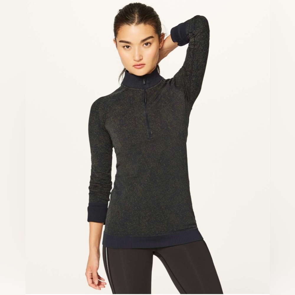 Lululemon | Rest Less 1/2 Zip |‎ Black / Armory | Women’s Size 6